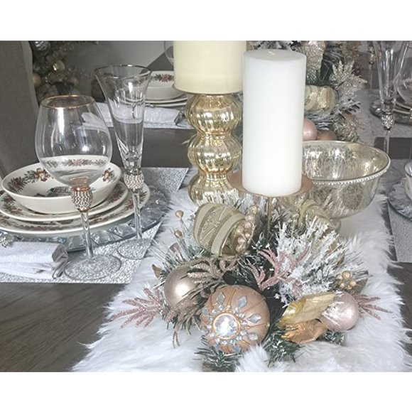 Christmas Table Runner Faux Fur Cloth Thanksgiving Decor Xmas Wedding Decoration - Picture 2 of 6